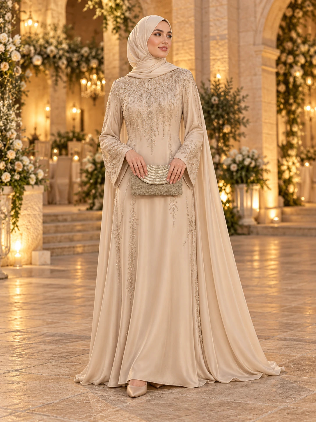 
Champagne & Ivory
 — modest wedding outfit