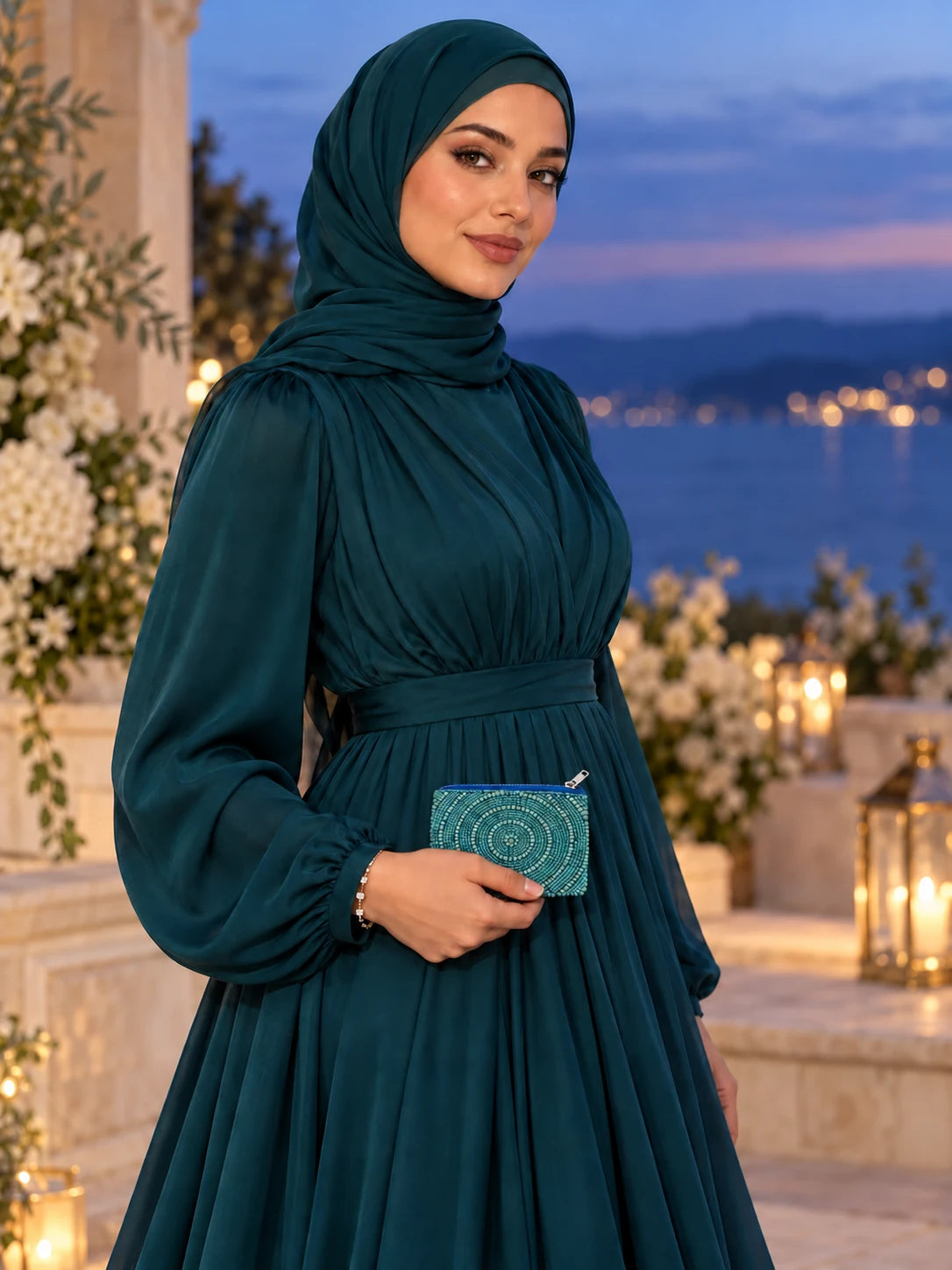 
Turquoise & Teal
 — modest wedding outfit